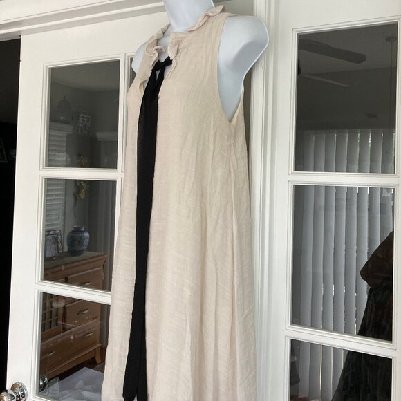 Jella C Cream Sleeveless Dress with Black Sash Medium - Picture 5 of 12